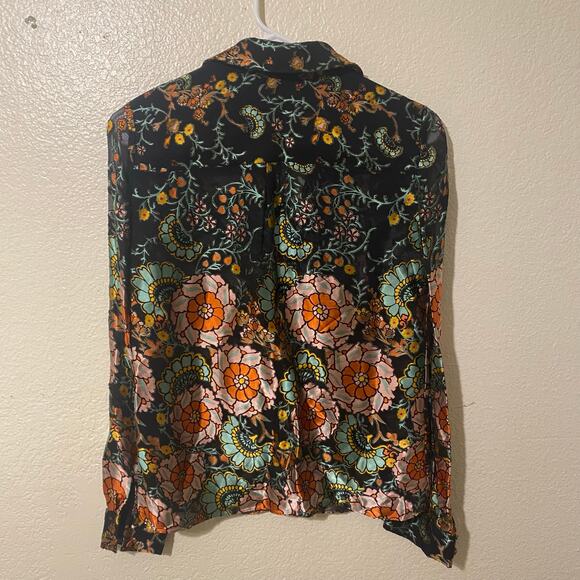 Alice + Olivia Black Velvet Burnout Paisley Blouse Size XS - Picture 6 of 6